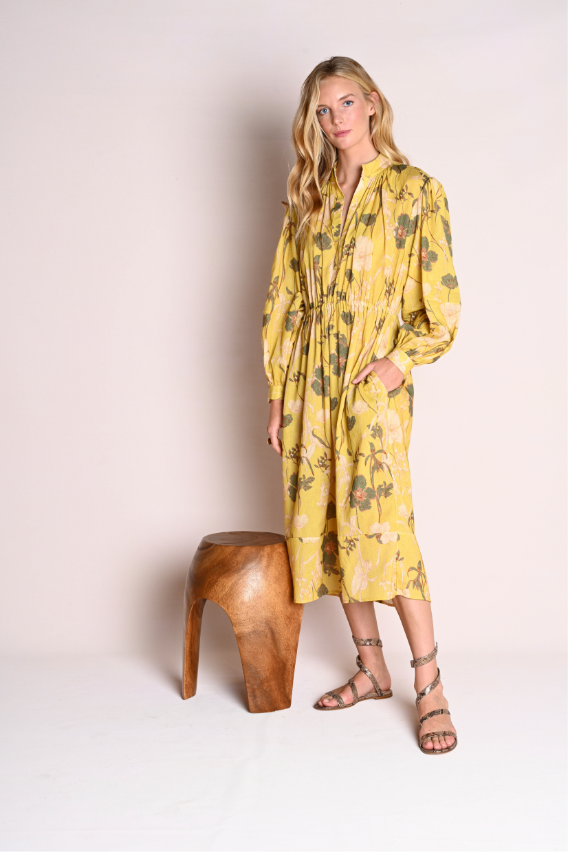 Long Isabelle : Yellow Floral Gauze