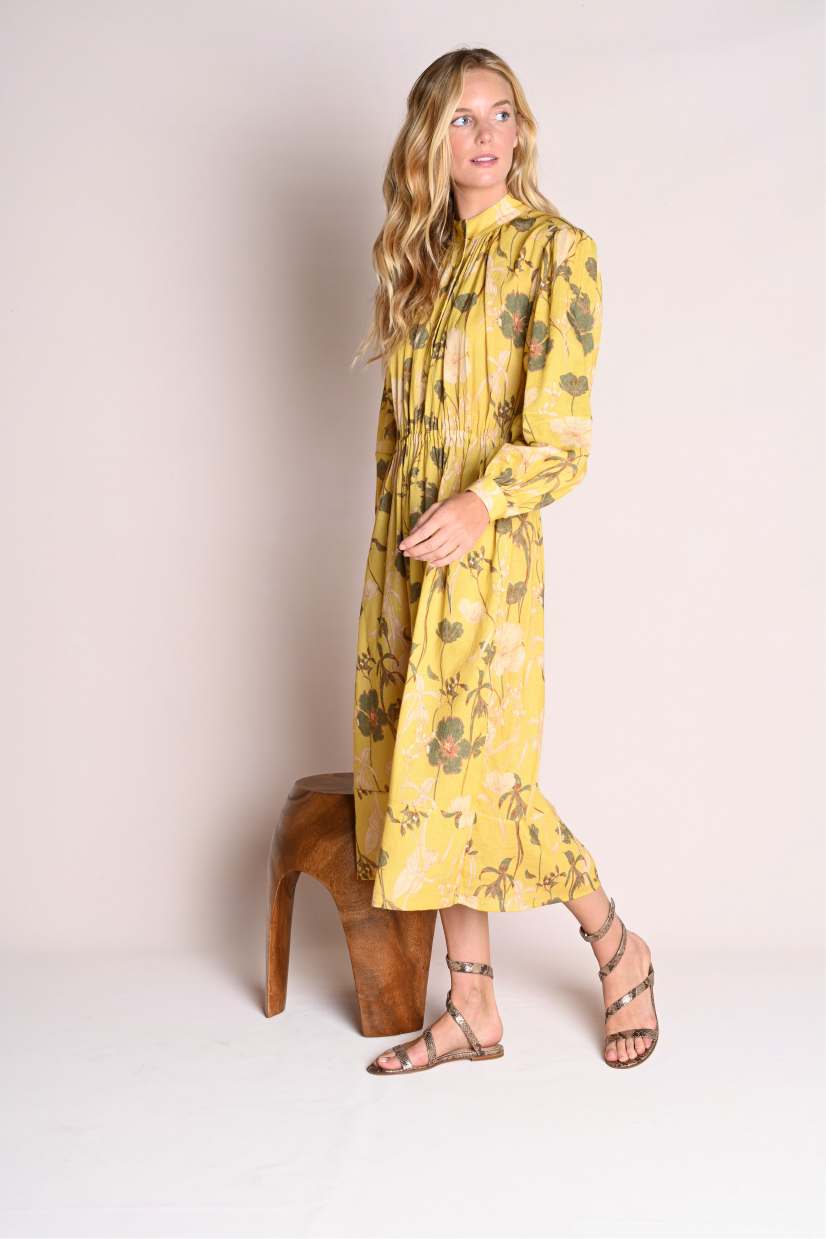 Long Isabelle : Yellow Floral Gauze