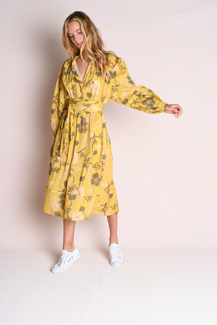 Long Isabelle : Yellow Floral Gauze