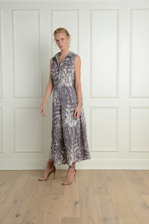 Malibu Jumpsuit : Grey Tie-Dye Ikat