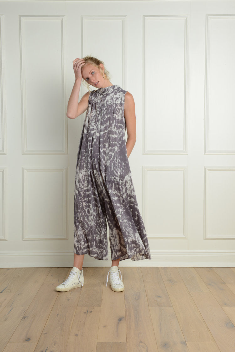 Malibu Jumpsuit : Grey Tie-Dye Ikat