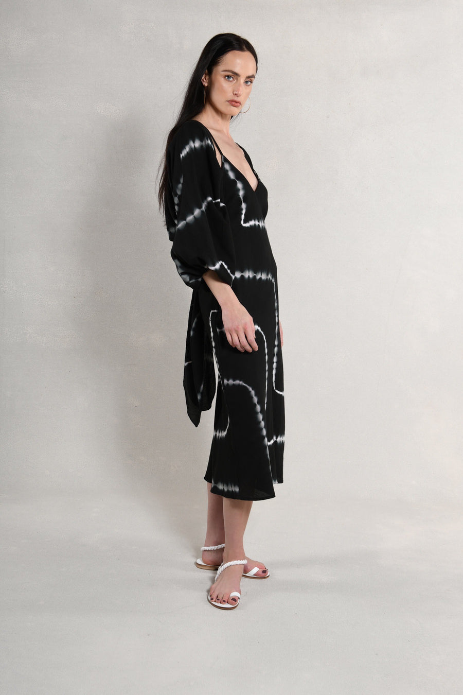 Candace Wrap Top & Slip Dress : Black & White Tie Dye Burlap