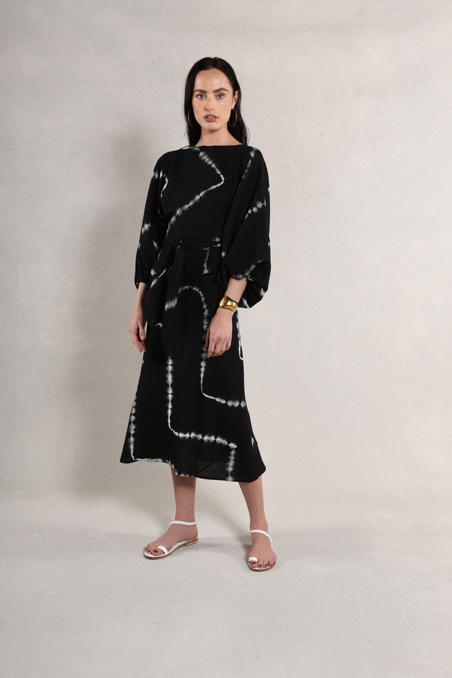 Candace Wrap Top & Slip Dress : Black & White Tie Dye Burlap